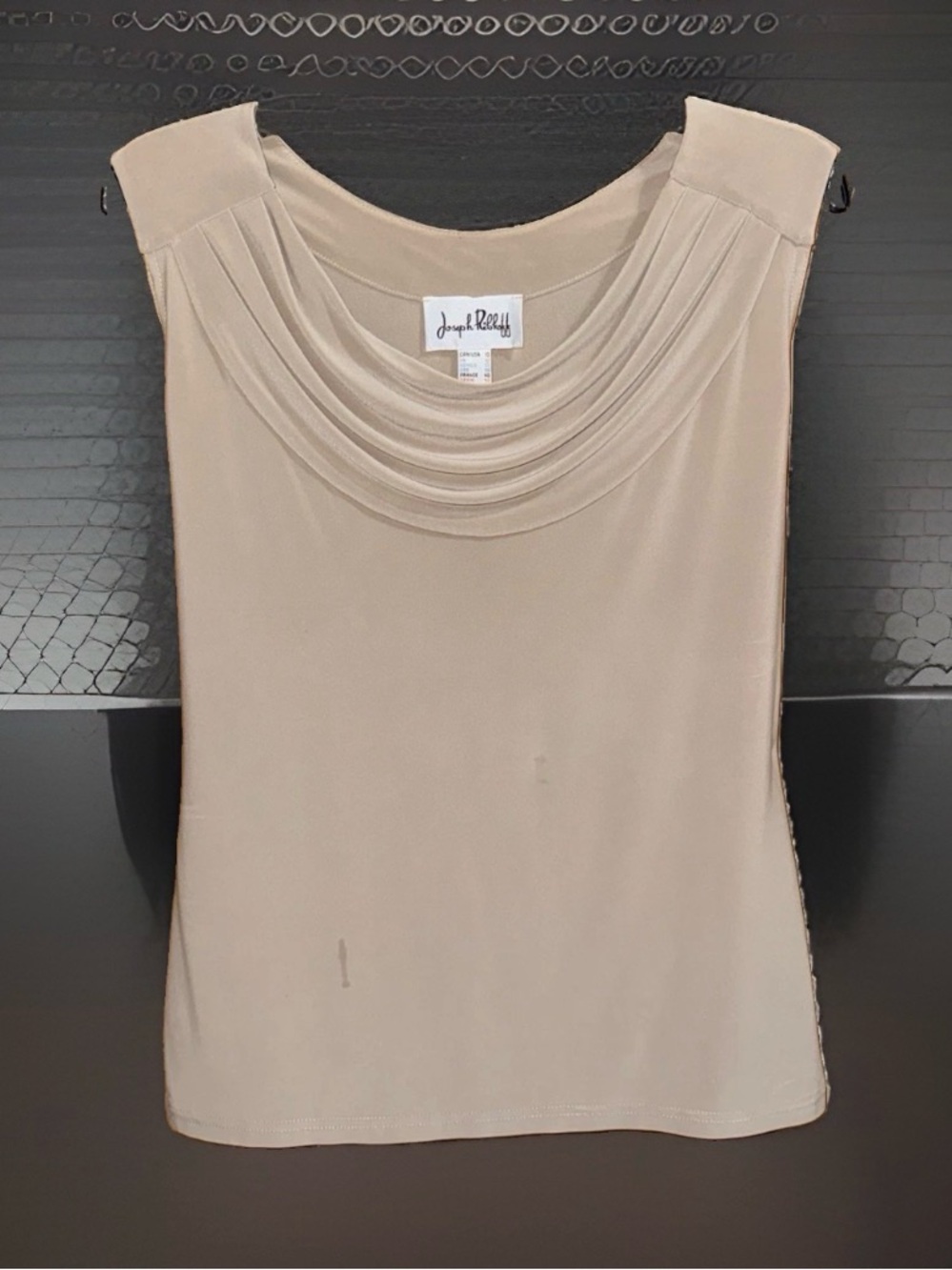 Joseph Ribkoff Beige Draped Neck Sleeveless Top-10-EC